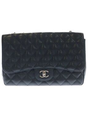 Chanel Maxi Quilted 30 S Flap Chain Shoulder Bag Black Caviar Leather